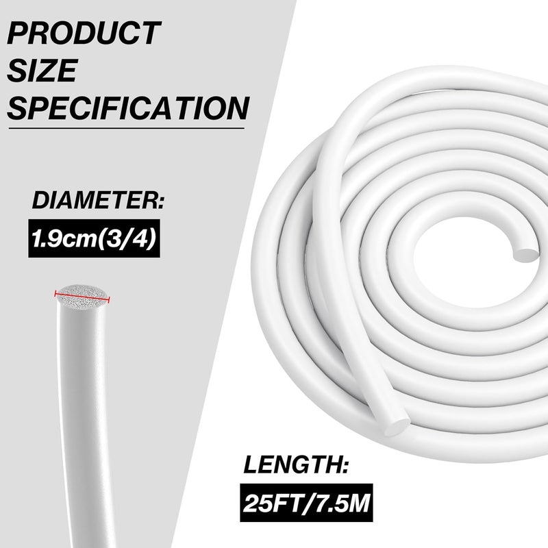 Taikula 25FT Backer Rod 3/4 Inch Diameter Rubber Caulk Concrete Expansion Joint Filler White Saver Weather Strip Seal for Gaps and Joints Concrete Filling (3/4 Inch x 25FT) - Image 2